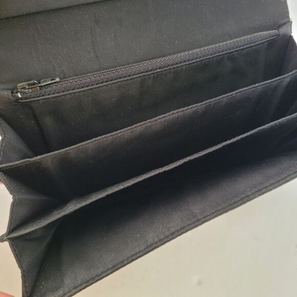 PRADA Vintage Tessuto Nero Black Nylon Leather Logo Plate Wallet Large Envelope - Picture 6 of 9